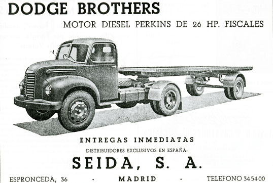 Anuncio de 1953 de los Dodge Brothers montados por SEIDA
