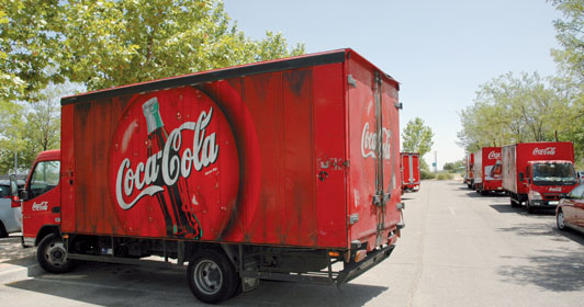 Camiones repartidores de Coca cola