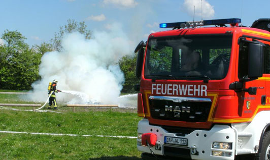 Exhibición de los camiones de bomberos