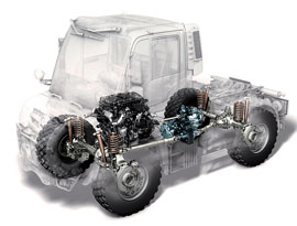 Unimog son vehículos muy compactos con una alta capacidad de tracción