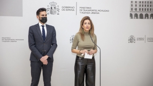 La ministra de Transportes, Raquel Sánchez, y el secretario de Estado de Seguridad, Rafael Pérez