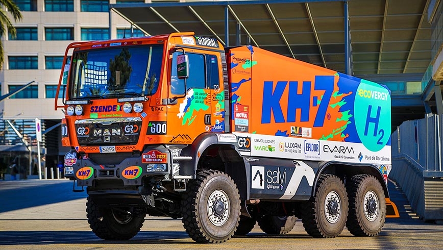 Camión del Dakar 2023 MAN 6x6 propulsado por diésel e hidrógeno