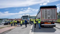 Protestas de los transportistas del carbón en Galicia