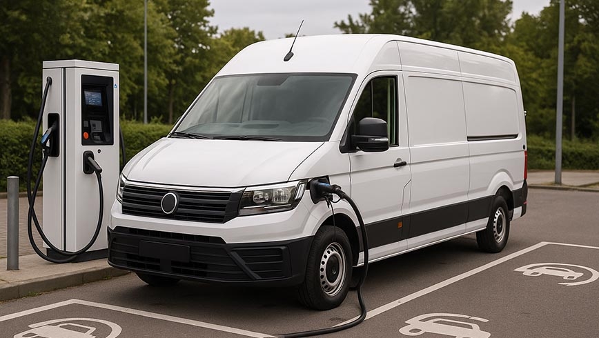 Furgoneta cargando las baterías