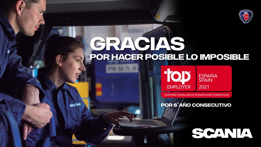 Scania, certificada por sexto año consecutivo Top Employer