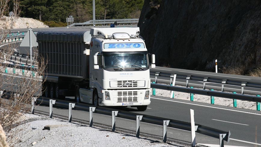 Camión circulando por carretera