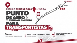 Estadio del Real Murcia como punto de avituallamiento para transportistas