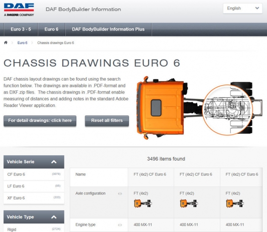 Web de DAF dirigida al sector carrocero