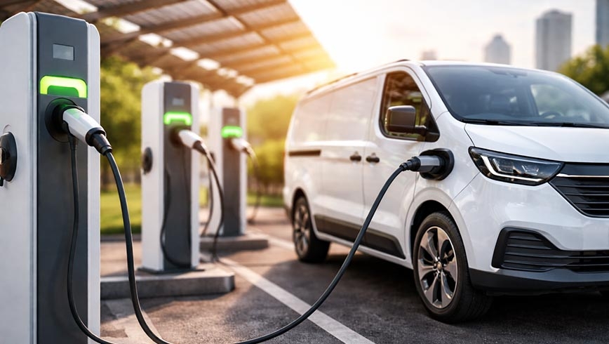 Furgoneta cargando las baterías